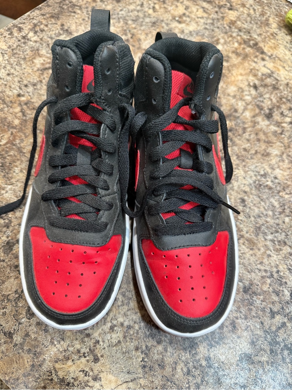Nike Kids size 4Y Black and Red High-Top Sneakers